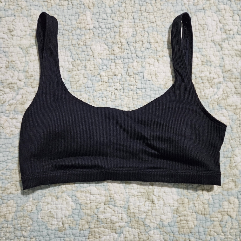 Black Ribbed Women's Bikini Top